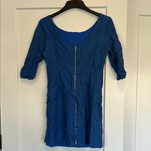 Charming Charlie Blue Bodycon Dress with Puff Sleeves